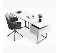 GFHTRELY Escritorio para Computadora Escritorio Moderno, encimera de mármol, Escritorio Oficina, Mesa for Ordenador portátil con 2 cajones, Muebles en casa Mesa para Juegos(B,120x60x75cm)