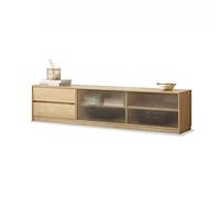 GFHTRELY Gabinete de TV Centro Entretenimiento con 2 cajones Almacenamiento y Puertas corredizas Vidrio, gabinete Consola Medios Moderno Consola Multimedia(180 * 38 * 40cm)