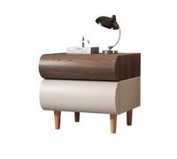 GFHTRELY Mesa de noche de madera maciza para el hogar, moderna, simple, creativa, redondeada, de cuero, para dormitorio, armario de almacenamiento, mesa pequeña (3)