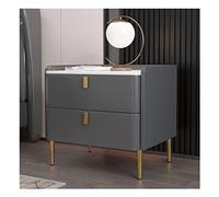 GFHTRELY Mesita de noche moderna de color blanco, mesita de noche simple pintada de pizarra, para interiores, dormitorio, mesita de noche, armario de almacenamiento con doble cajón, mesa pequeña (C)