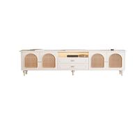 GFHTRELY Mueble de TV Blanco Crema, Estilo Retro Americano, Sala Estar, hogar, apartamento pequeño, Mueble Lateral Consola Multimedia(180x40x60cm)