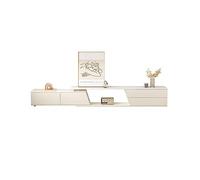 GFHTRELY Mueble de TV con 4 cajones Almacenamiento Sala Estar Blanco Crema Retráctil 70.8 "-98.4" Gabinete encimera losa Roca Consola Multimedia