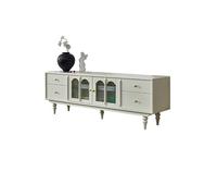 GFHTRELY Mueble de TV Madera Maciza Piso Sencillo for Sala Estar Blanco for el hogar Almacenamiento Consola Multimedia(1.8m)