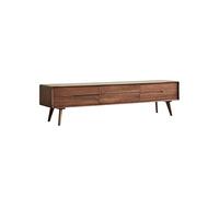 GFHTRELY Mueble de TV Nogal 180 x 40 45 cm, Sencillo Centro Entretenimiento con Suelo Madera Maciza y cajones for Sala Estar Consola Multimedia(200x40x45cm)