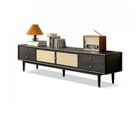 GFHTRELY Mueble de TV ratán, Consola Central Entretenimiento Multimedia for Sala Estar con 6 cajones Almacenamiento, Soporte Negro Retro Consola Multimedia(M-180cm)