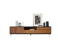 GFHTRELY Mueble de TV retro nórdico de color teca negro roble moderno piso de almacenamiento de madera maciza consola multimedia (180 x 45 x 50 cm)