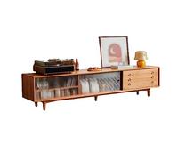 GFHTRELY Mueble de TV Salón Centro de Entretenimiento Audiovisual Aparador con 2 puertas correderas de cristal transparente Mueble para TV (M-150 cm)