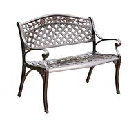 GFHTRELY Muebles de Entrada Banco de jardín de Metal Banco de Exterior for 2 Personas con Respaldo y reposabrazos, Aluminio Fundido de Color Cobre for jardín, Patio, Patio Trasero Sillas de Exterior