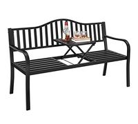 GFHTRELY Muebles de Entrada Banco de Ocio al Aire Libre Retro nórdico, Banco de Metal for Parque, Patio, balcón, Patio, decoración, Banco Convertible, Banco/Mesa Sillas de Exterior(Black)