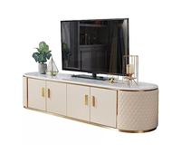 GFHTRELY Soporte de TV Cuero for encimera mármol Pizarra, Soporte for Sala Estar, Centro Entretenimiento con 4 armarios Almacenamiento Gran Espacio Consola Multimedia