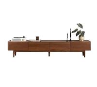 GFHTRELY Soporte de TV de madera de nogal negro, completamente de madera maciza con 4 cajones, armario de almacenamiento alto, salón, entretenimiento, medios, consola central, soporte para TV, consola