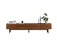 GFHTRELY Soporte de TV de madera de nogal negro, completamente de madera maciza con 4 cajones, armario de almacenamiento alto, salón, entretenimiento, medios, consola central, soporte para TV, consola