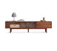 GFHTRELY Soporte de TV Moderno con 2 cajones y Puertas corredizas Vidrio Centro Entretenimiento Sala Estar Consola Medios Minimalista Consola Multimedia(A,150 * 35 * 45cm)