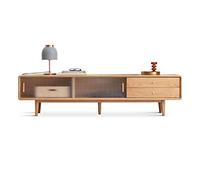 GFHTRELY Soporte de TV Moderno con 2 cajones y Puertas corredizas Vidrio Centro Entretenimiento Sala Estar Consola Medios Minimalista Consola Multimedia(B,150 * 35 * 45cm)