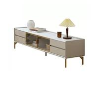 GFHTRELY Soporte de TV Pizarra Minimalista Moderno con 2 gabinetes Almacenamiento Vidrio y 4 cajones Consola Medios gabinete Moderna Consola Multimedia(L-200cm)