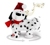 Gfilay Juguete de Perro Que Baila y Canta - Decoración navideña Animada con Peluche de Cachorro Vestido de Papa Noel, Animal de Peluche Suave y Lindo para niños y Amantes