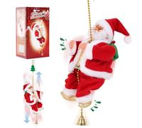 Gfilay Papá Noel escalador con música, novedoso Papá Noel escalador eléctrico con sonido de cuerda que se puede apagar, las decoraciones de Navidad animadas de escalada de Papá Noel son un gran regalo