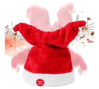 Gfilay Sombrero eléctrico de Papá Noel cantando y bailando, sombrero de Navidad interactivo de felpa musical con campanas oscilantes, divertido regalo de vacaciones y decoración de fiesta para adultos