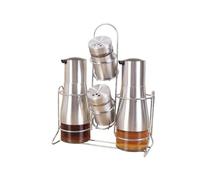 GFJHdfhE Juego de Aceitera Sin Goteo Botella De Condimento Líquido Vidrio Grueso Acero Inoxidable For Cocina Casera con Juego Estantes Dispensador de Vinagre