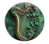 GFM® Broche de cristal con diseño irlandés de arpa dorada y trébol de 4 hojas, regalo de recuerdo de Irlanda para el Día de San Patricio (BRCH-GLPIN-421)