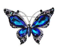 GFM Broche de mariposa de cristal y diamantes de imitación - Navidad, Día de la Madre, cumpleaños, Día de San Valentín, Medium, Metal, Cristal