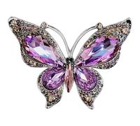 GFM Broche de mariposa de cristal y diamantes de imitación - Navidad, Día de la Madre, cumpleaños, Día de San Valentín, Medium, Metal, Cristal