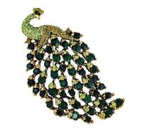 GFM® Broche de pavo real de gran tamaño con cristales y diamantes de imitación, Navidad, cumpleaños, día de la madre, día de San Valentín, aniversario de boda, Large, Metal