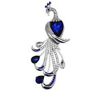 GFM Broche de pavo real de gran tamaño con cristales y diamantes de imitación, Navidad, cumpleaños, día de la madre, día de San Valentín, aniversario de boda, Large, Metal