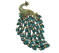 GFM® Broche de pavo real para mujer, tamaño grande, con cristales y diamantes de imitación, Navidad, cumpleaños, día de la madre, día de San Valentín, aniversario de boda, Grande, Metal