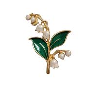 GFM® Broche de perlas de imitación de Lily Of The Valley, Navidad, día de San Valentín, cumpleaños, día de la madre, S, Metal, Cristal