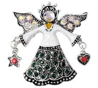 GFM Broche romántico de hadas con ángeles y corazones, para el día de San Valentín, cumpleaños, esposa, novia, novio (Brch-LV), S, Metal, Cristal