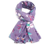GFM Bufanda para mujer con estampado de flores violetas, ligera, suave, larga, 180 x 90 cm, accesorio para primavera, verano, todas las estaciones, regalo para ella, Morado (, L