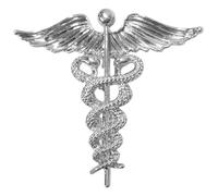 GFM® Caduceus - Broche de dos serpientes entrelazadas con alas para mujer, símbolo médico, broche para mujer, regalo de graduación para médico, enfermera, paramédico, médico, estudiante, Medio, Metal