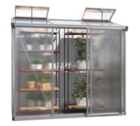 GFP Invernadero adosado 222x77 cm Adena 13, aluminio, 10 mm policarbonato | Estructura de aluminio - panneaux durables en polycarbonate extra épaisses, encastrado en el marco - puerta corredera