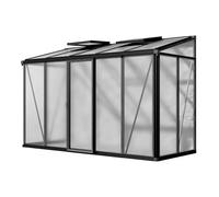 GFP Invernadero adosado 324x132 cm Flora 25, aluminio, 16 mm policarbonato | Estructura de aluminio - paneles de policarbonato extra gruesos y duraderos, encastrado en el marco - puerta corredera