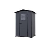 GFP Primeyard Caseta de jardín de plástico 129x103x196 cm Antracita | Cobertizo exterior - Estructura resistente de polipropileno - Carga del techo: aprox. 75 kg/m²