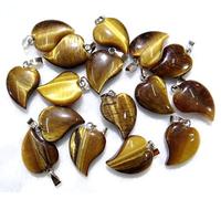 Gfsdjalkj 1 2pcs Turquesa de Cristal de Cuarzo de Piedra Natural Colgantes del corazón del Ojo del Tigre for la joyería de Bricolaje Que Hace Collares Accesorios (Metal Color : NO.11)