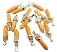 Gfsdjalkj 10pcs Natural Gem Stone Mezcla Cuarzo de Cristal Colgantes hexagonales for Bricolaje Joyas Haciendo Collares (Metal Color : NO.12)