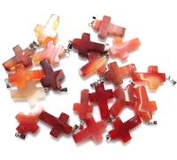 Gfsdjalkj 24pcs Natural Stone Cuarzo Cristal Tiger Eye Lapis Turquesa Cross Cross Colgantes for la joyería de Bricolaje Hacer Collares Accesorios (Metal Color : NO.20)
