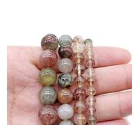 Gfsdjalkj Piedra de Cristal de Cuarzo rutilada Colorido Natural Redonda de Las Cuentas Sueltas for la fabricación de Joyas Bricolaje Collar de Pulsera 10 / 12mm Artesanías Hechas a Mano