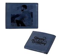 Gftbx - Cartera de piel personalizada para niños o hombres para cumpleaños o aniversario (marrón), Cartera de fotos azul, Regular, RFID