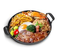 GFTIME 7421 Sartén redonda para parrilla de fundido Sartén para con boquilla para drenaje de grasa fácil, con asas grandes de bucle con drenaje de grasa fácil para asar tocino, bistec y carnes.