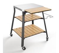 GFTIME Carro universal portátil para barbacoa, mesa rodante de acero inoxidable, carrito de cocina para estufa individual y barbacoa Ninja Woodfire al aire libre, soporte de parrilla con estantes WPC