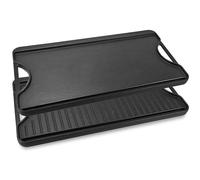 GFTIME Parrilla/plato de hierro fundido pre-sazonado reversible con asas, plato de 50,8 cm x 26,5 cm x 2 cm para todas las superficies de cocción, parrillas y fogatas.
