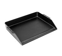 GFTIME Plancha de hierro fundido de 48 x 36 cm, plancha universal para parrilla RÖSLE VIDERO, Weber, Enders, Campingaz, Napoleón, Tepro, Taino, parrilla de gas, con canalón de grasa integrado y borde