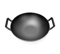 GFTIME Wok de hierro fundido de 36 cm de diámetro para parrilla de gas, barbacoa, inducción, fuego, wok de hierro fundido para Weber Spirit, Genesis gourment system, para parrilla de gas Enders, para