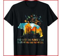 gfu6dle and Into The Forest I Go To Lose My Mind Camping Bear Black T-Shirt S-5XL Black L