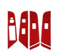 GFVFGNLNNA Panel Control Elevalunas Cubierta Fibra Carbono Real Pegatinas Fibra Carbono Accesorios Moldura Interior Coche Para Toyota Para Camry 2015 2016 2017 (Carbon Fiber Red)