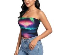 GFXEDSAH Brasier sin tirantes con estampado de rosas rojas para mujer, Dark Northern Lights1, XL
