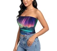 GFXEDSAH Brasier sin tirantes con estampado de rosas rojas para mujer, Dark Northern Lights2, XXL